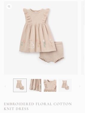 Elegant baby Embroidered Floral Knit Dress & Bloomer Set size 6-9M NWT